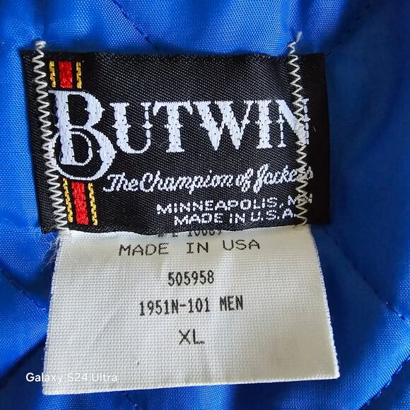 VTG Butwin Pilots Alaska Jacket Blue Satin Baseball Insulated Made USA Men's XL - Picture 3 of 8